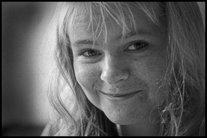 black-and-white portrait young woman